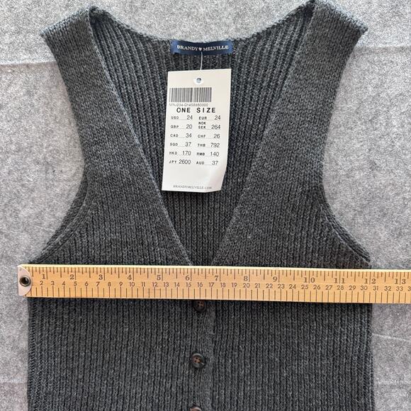 Brandy Melville Women's‎ OS Gray Sweater Vest with Baby Pockets - Picture 5 of 7